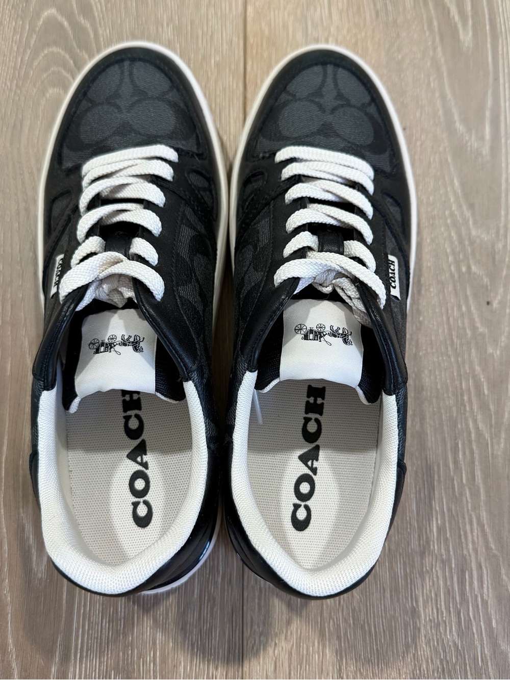 Coach Black and White Signature Low-Top Sneakers WORN ONLY ONCE